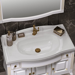 Opadiris Мебель для ванной Лаура 100 белая с бежевой патиной – фотография-8